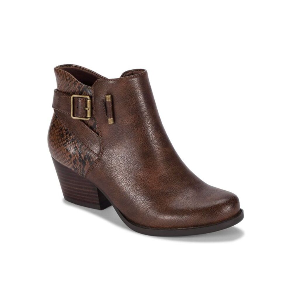 BARETRAPS Womens Brown Mixed Media Reggie Round Toe Stacked Heel Booties 11 M - Picture 1 of 1
